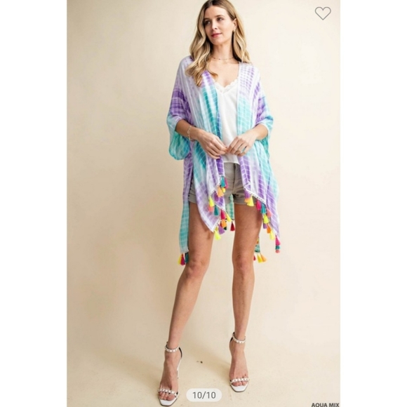 Swimsuit coverup with tassels tie dye - Picture 5 of 6